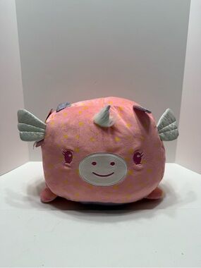 Pink Starry Unicorn Plush with Silver Sparkle Wings -snuggle buddy